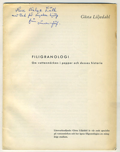 Filigranologi. Om vattenmärken i papper och…