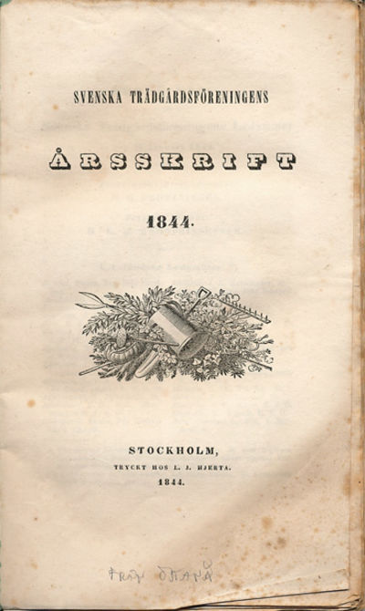 Svenska trädgårdsföreningens årsskrift 1844.