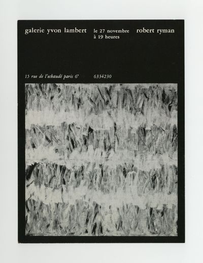Exhibition card: robert ryman (opens 27 November [1969])