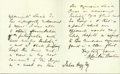 Autograph letter signed to [Jabez] Hogg, discussing microbiology
