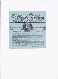 cover of Weird Tales Pulp Magazine REJECTION SLIP ( Circa 1947 ), with Rejected Manuscript of The HEADLESS GODDESS