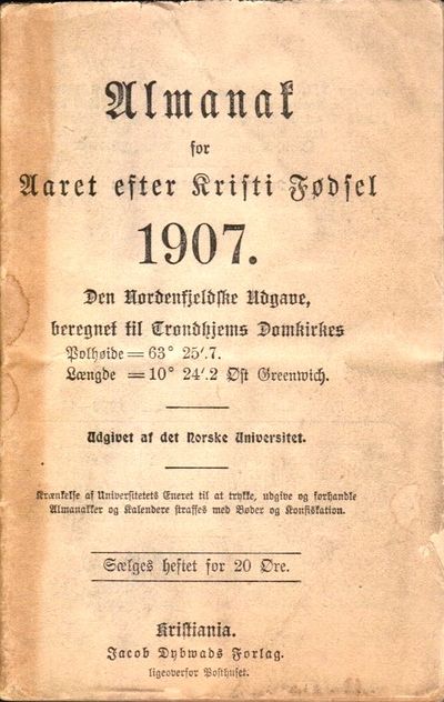 Almanak for Aaret efter Kristi Fødsel 1907. Den…