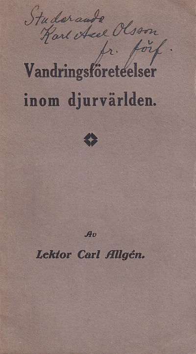 Vandringsföreteelser inom djurvärlden [= rubrik].