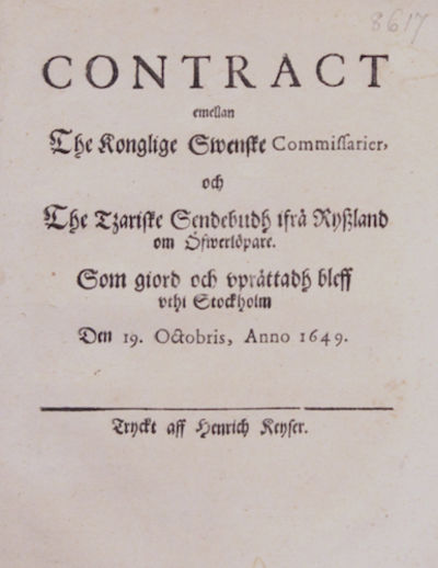 Contract emellan the konglige swenske…