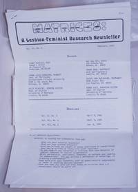 Matrices: a lesbian/feminist research newsletter, vol. 6, #2, October 1982