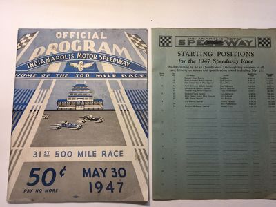 1947 Indianapolis 500 Official Program and Scorecard: Primary Documentation of a Controversial Team Finish and Race Fatality