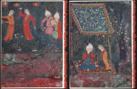 cover of Persian Prince 2-Piece Puzzle Card on two one-of-a-kind hand marbled paper compositions presented on blank note cards.