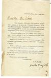 WAUPUN, WIS., NOV. 30TH, 1861. [ in manuscript: DEAR BR. DOOLITTLE]. PROF. CONATTY, OF KENOSHA, AND MYSELF ARE TRYING TO RAISE A COMPANY, TO BE CALLED THE 'TEACHERS' COMPANY,' FOR THE FIRST WISCONSIN CAVALRY. WE HAVE JUST COMMENCED, AND IT IS GOING TO BE EXCEEDINGLY DIFFICULT TO RAISE MEN NOW; BUT CAN YOU NOT ASSIST THIS GREAT AND GLORIOUS CAUSE BY SENDING ME ONE OR MORE MEN? WE WANT THE TEACHER ELEMENT PREDOMINANT, BUT THE POINT IS, TO RAISE A COMPANY OF GENTLEMEN TO GO IN IT, BE HE TEACHER OR NOT... YOURS FRATERNALLY, D.H. BLAKE