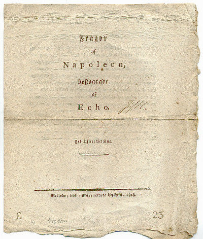 Frågor af Napoleon, beswarade af Echo. Fri…