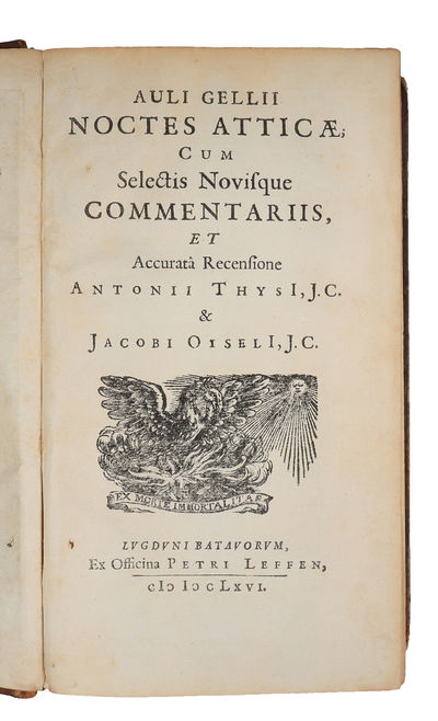 Noctes Atticæ; Cum Selectis Novisque Commentariis, etAccuratà Recensione Antonii Thysii, J.C. & Jacobi Oiselii, J.C. Lugd. Batavorum (Leiden), Petri Leffen, 1666. (photo 4)
