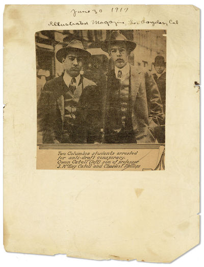 Newspaper clipping mounted to onionskin sheet