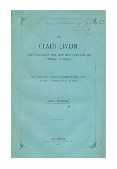Om Claes Livijn, hans verksamhet inom…
