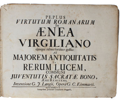 Peplus virtutum romanarum in Aenea Virgiliano ejusque rebus fortiter gestis: ad majorem antiquitatis et rerum lucem, communi juventutis sacratae bono, aere renitens (Aeneid) - [RARE ILLUSTRATED AENEID] (photo 4)