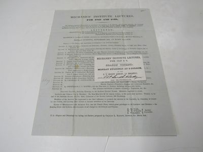 Circular Letter Advertising Mechanic Institute Lectures of the Year 1847-8