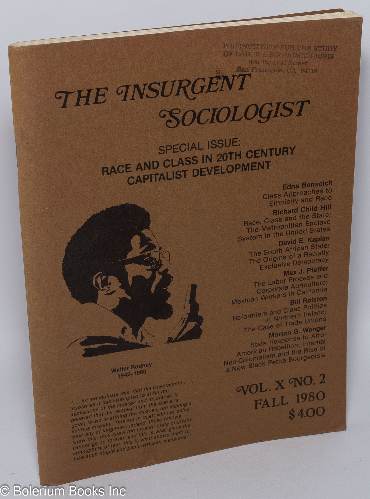 The Insurgent Sociologist: vol. 10, no. 2, Fall 19