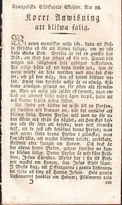 Korrt anwisning att blifwa salig [= rubrik].