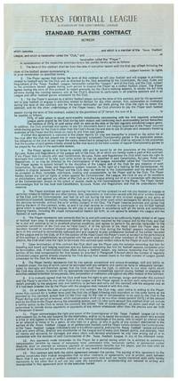 [Contract]: Texas Football League, A Division of the Continental League, Standard Player's Contract