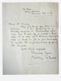 Autograph letter signed by writer Kathlyn Rhodes (1877-1962) to man of letters Douglas Sladen dated 15 February 1922.