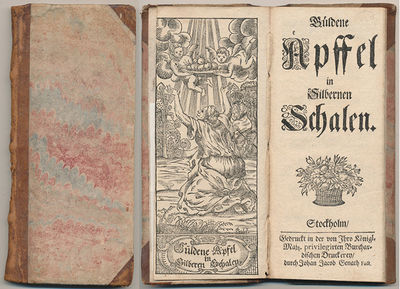 Güldene Äpffel in silbernen Schalen.
