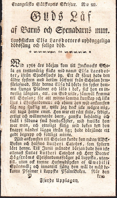 Guds låf af barns och spenabarns mun. Lappflickan…