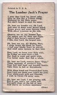 The Lumber Jack's Prayer / Answer to the Prayer. [Song/Poem/Prayer Card]