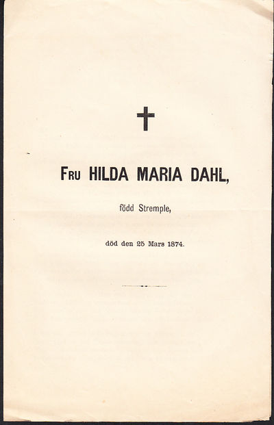 Fru Hilda Maria Dahl, född Stremple, död den 25…