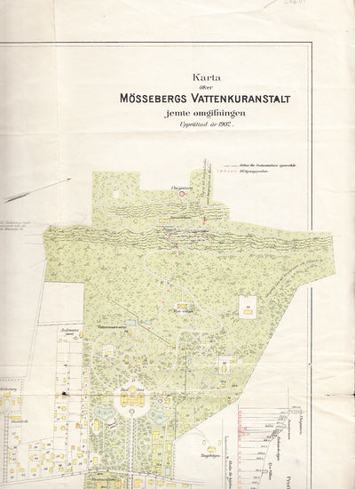 Karta öfver Mössebergs Vattenkuranstalt jemte…