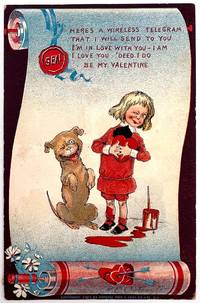 Outcault Illustration - A Wireless Telegram with Winking Dog and Boy in the style of Buster Brown