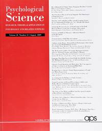 cover of Psychological Science (Volume 20, Number 8, August 2009)
