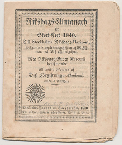 Riksdags-almanach för skott-året 1840. Till…