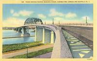 Peace Bridge across Niagara River, Buffalo New York unused linen Postcard