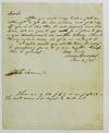 AUTOGRAPH LETTER SIGNED, DATED JANUARY 6, 1845, TO H.E. LEMAR: "DEAR SIR, AFTER YOU WENT AWAY, I PUT ON FIRST AN ATTEMPT TO GET THE LOW BIDDER OUT OF THE WAY. IF YOU HAD BEEN THERE IT COULD POSSIBLY HAVE BEEN DONE, BUT WE GAVE IT UP, FOR A PLAN TO HAVE A NEW ADVERTISEMENT, AND ANOTHER BIDDING. THIS I THINK WILL BE DONE; AND IF SO, WE WILL GET IT. "I WILL WRITE YOU AT THE TIME IT MAY BE NECESSARY FOR US TO GO OVER TOGETHER. KEEP THIS TO YOURSELF./ VERY TRULY, SIMON CAMERON, JAN. 6/45. "THERE ARE 4 BIDS FOR $7, & ONE FOR $6.50 - THE LAST MAN HAS AGREED TO BACK OUT