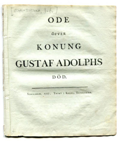Ode öfver konung Gustaf Adolphs död.