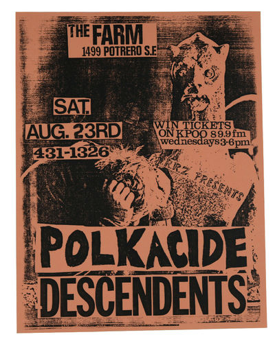 Polkacide / Descendents, August, 23 1986 at The Farm, San Francisco (Original flyer)