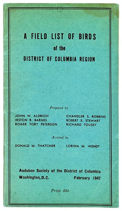 A Field List of Birds of the District of Columbia Region [Cover title]