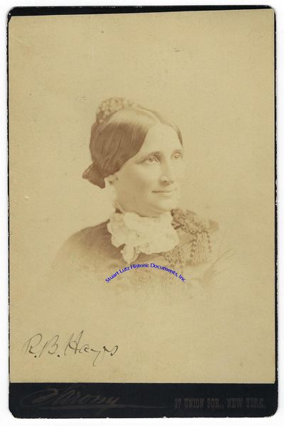 Rutherford B. Hayes Signs A Cabinet Card Of His Wife, Lucy Webb Hayes
