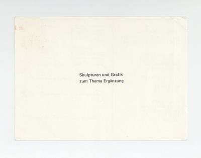 Exhibition postcard: Ulrich Rückriem: Skulpturen und Grafik zum Thema Ergänzung (17 January-15 February 1976)