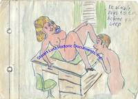 A Scrapbook Of Nine Pornographic Watercolors  Depicting Good Times Between Elsie May And Zeke