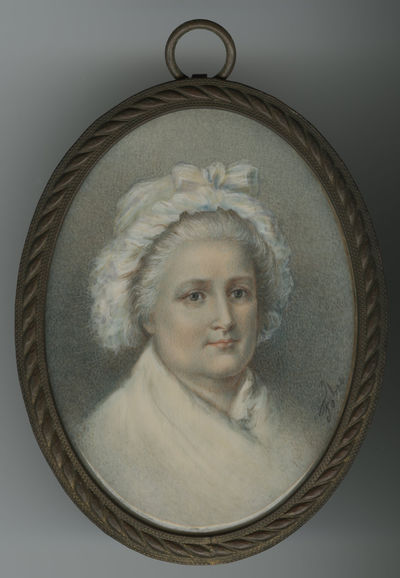 Lovely mid-19th Century Hand-Painted Miniature of Martha Washington on Ivory