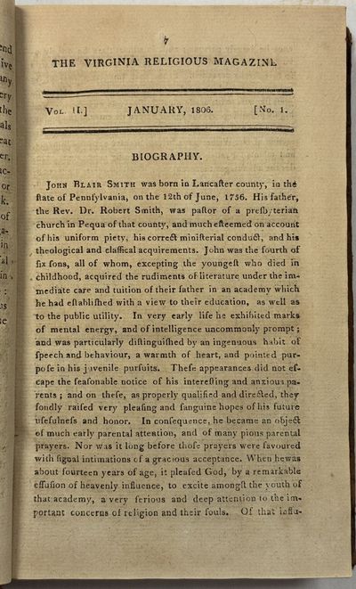 THE VIRGINIA RELIGIOUS MAGAZINE, FOR THE YEAR 1806. PUBLISHED UNDER THE PATRONAGE OF THE SYNOD OF VIRGINIA, BY THE EDITORS. VOLUME II
