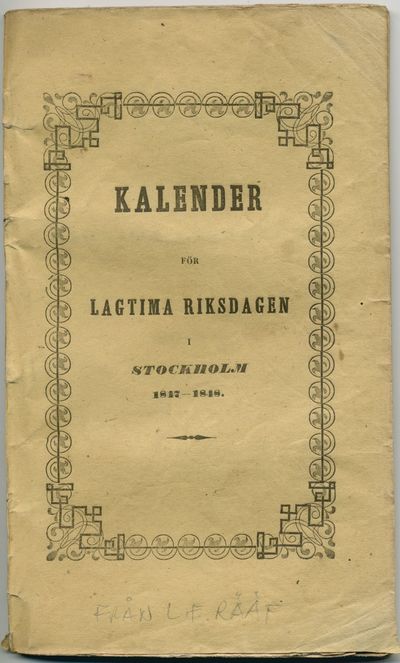Kalender för lagtima riksdagen i Stockholm…