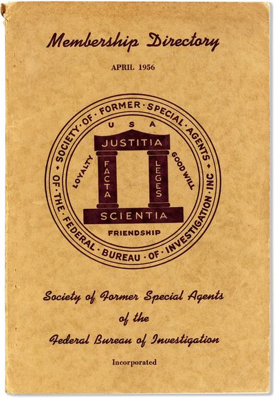 New York: Society of Former Special Agents, 1956. Octavo. Printed card wrappers; 129,(2)pp. Covers s...
