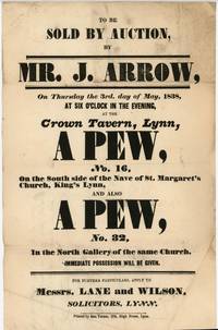Broadside Promoting the Auction of Two Pews from St. Margaret's in King's Lynn, England