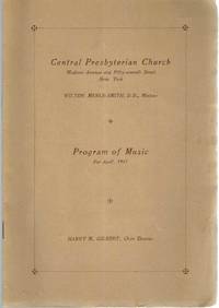 cover of PROGRAM OF MUSIC For April, 1917