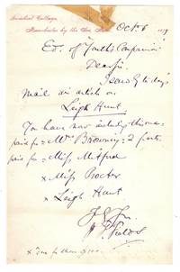 cover of James T. Fields, 1879 Autograph Letter Signed