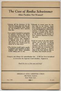 The Case of Rosika Schwimmer. Alien Pacificist Not Wanted!