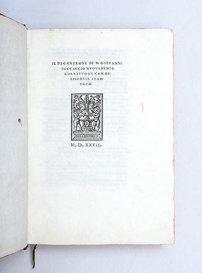 Decamerone by BOCCACCIO, Giovanni | 1527 [1729]. | Biblio