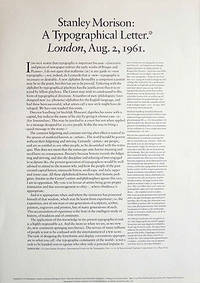 A Typographical Letter. London, Aug. 2, 1961