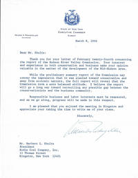 image of TYPED LETTER TO THE PRESIDENT OF THE RODIE COAL COMPANY ABOUT THE HUDSON RIVER VALLEY COMMISSION REPORT, SIGNED BY GOVERNOR NELSON A. ROCKEFELLER.