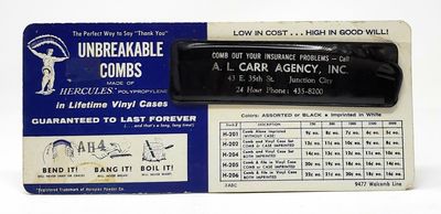 Unbreakable Comb", Vintage Advertising Ephemera
